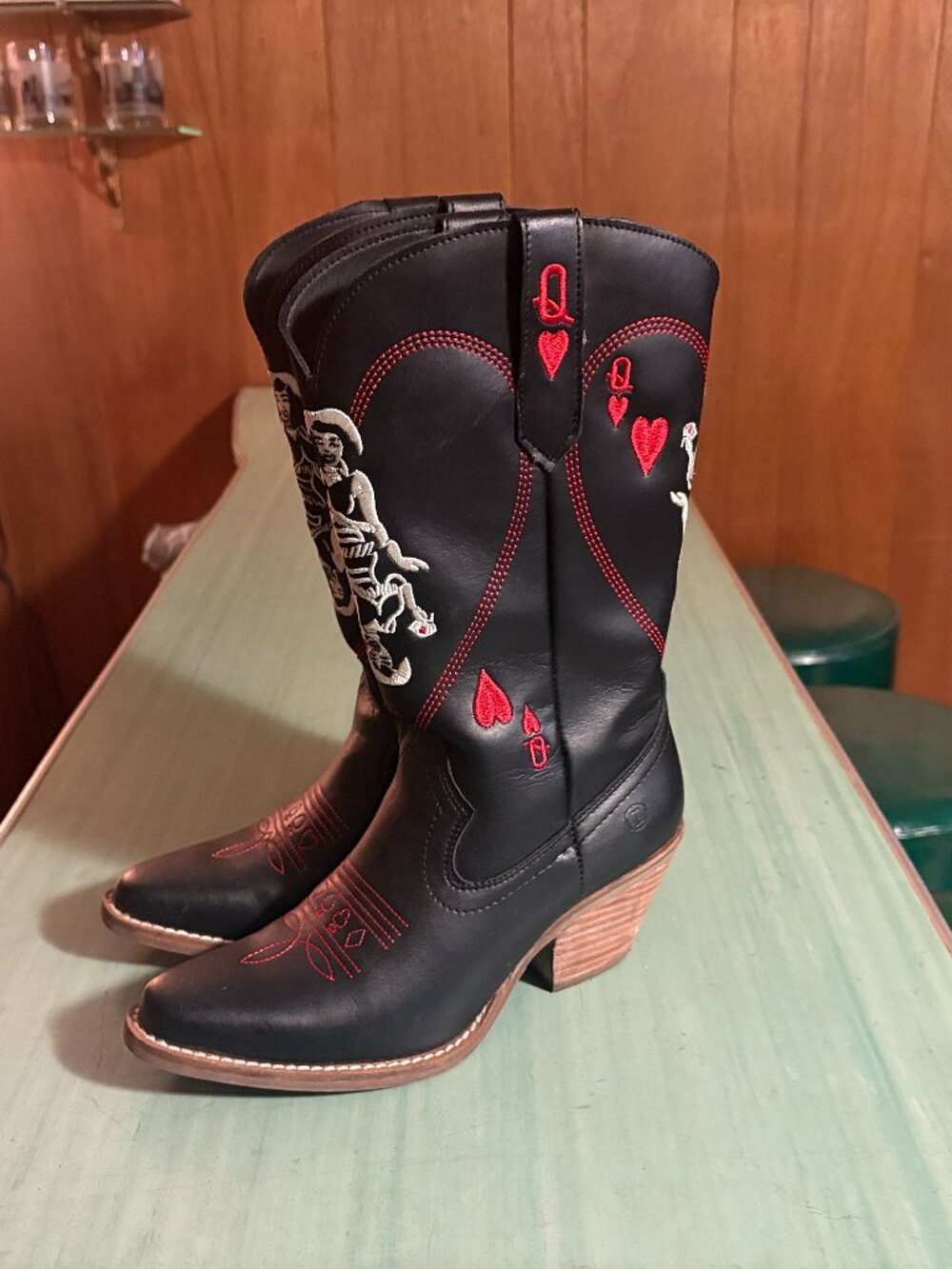 MINT Womens Dingo by Dan Post Queen of Hearts Black DI174 Western Boots 7M
